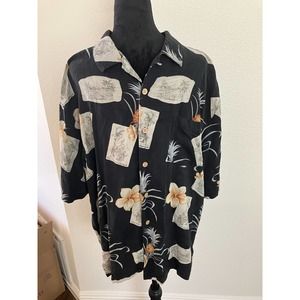Jamaica Jaxx Silk Button Down Hawaiian Shirt Vintage Luau Party Tropical